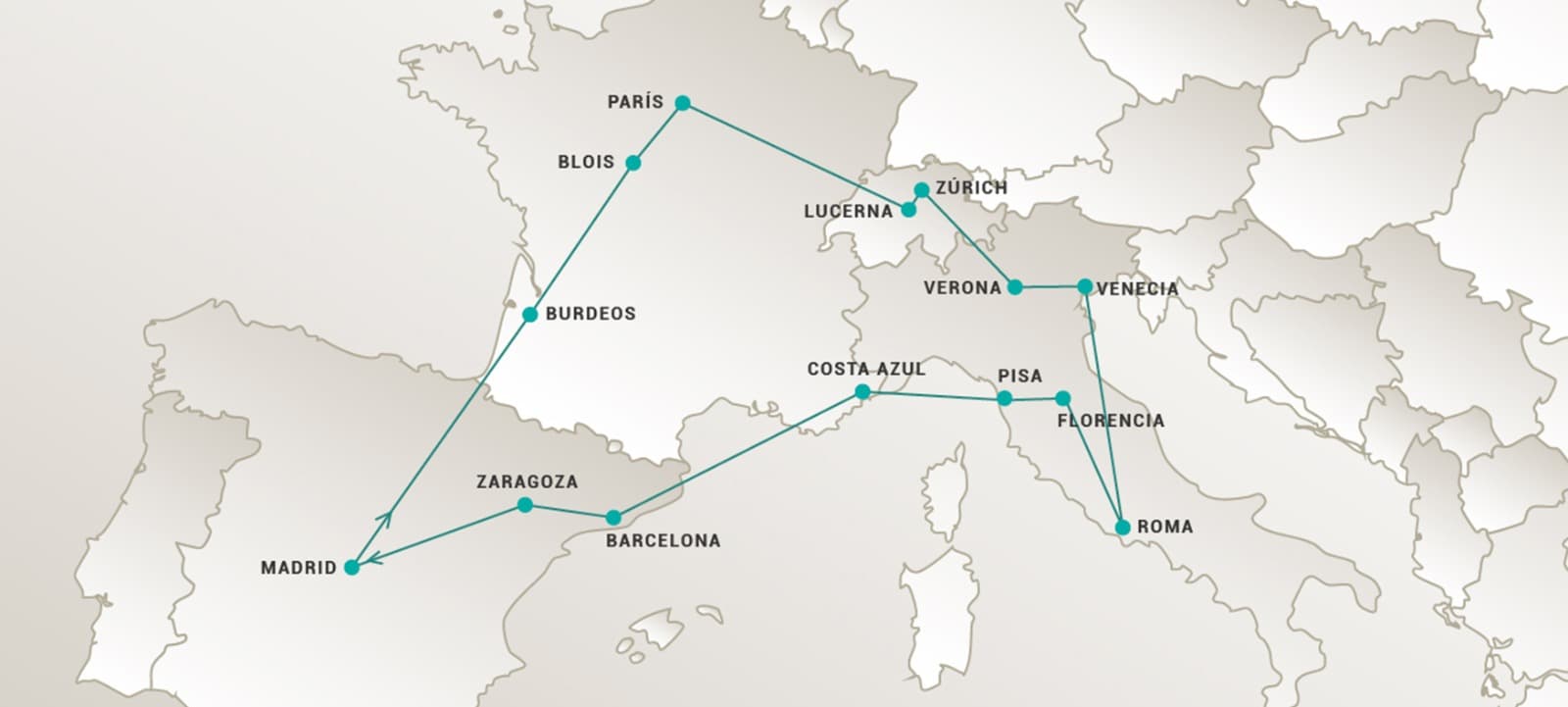 GRUPAL MADRID - MADRID: Madrid - Burdeos - Blois - París - Lucerna - Zúrich - Verona - Venecia - Roma - Florencia - Pisa – Costa Azul - Barcelona - Zaragoza - Madrid 17 días |